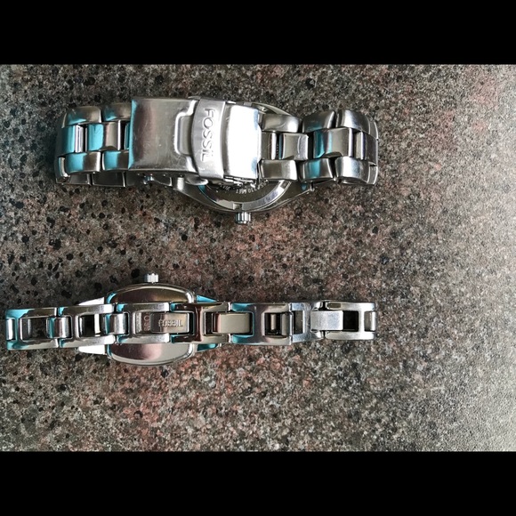 Fossil watches - lot of 2 watches Silver & Turquoise face / Silver & White face - Picture 3 of 5